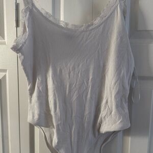 Women's White Lace Trim Top bodysuit